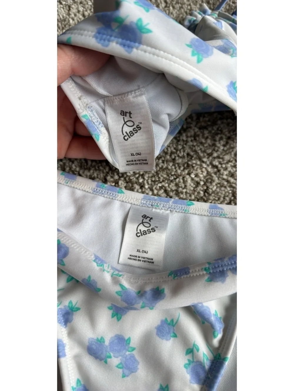 Baby blue floral swim suit